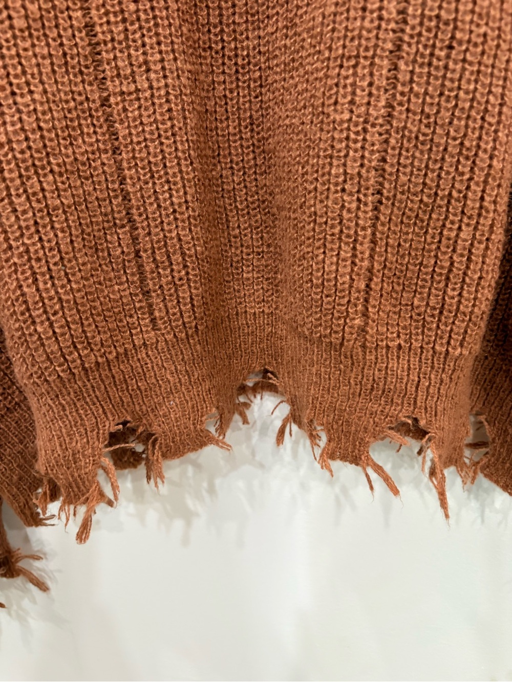 SHEIN Rust Distressed Ribbed Knit Sweater - Picture 3 of 4
